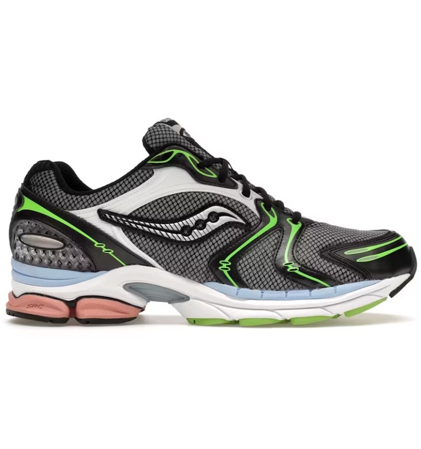 Saucony ProGrid Triumph 4 Vert néon et bleu clair, base noire — sneakers authentiques Paris Île-de-France KingOffShoes