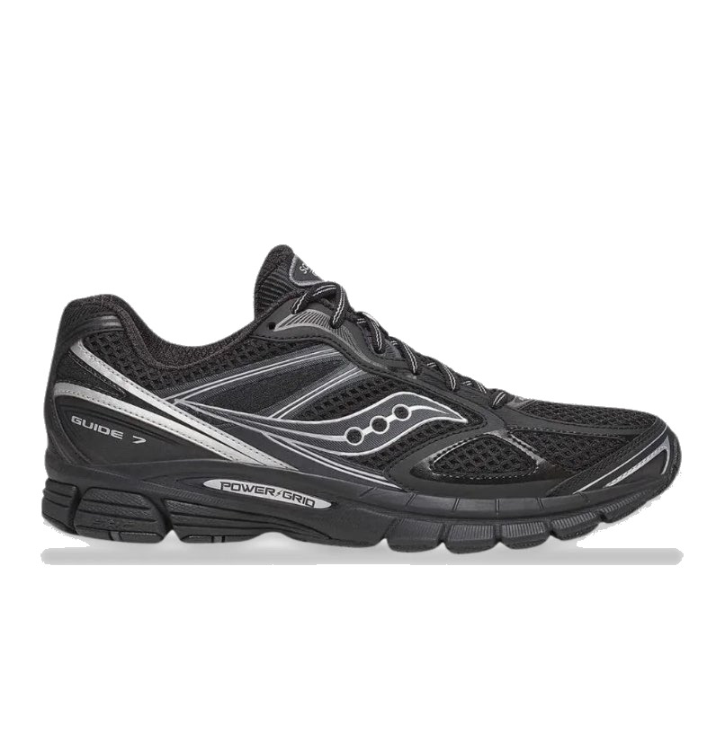 Saucony ProGrid Guide 7 Noir et argenté — sneakers authentiques Paris Île-de-France KingOffShoes