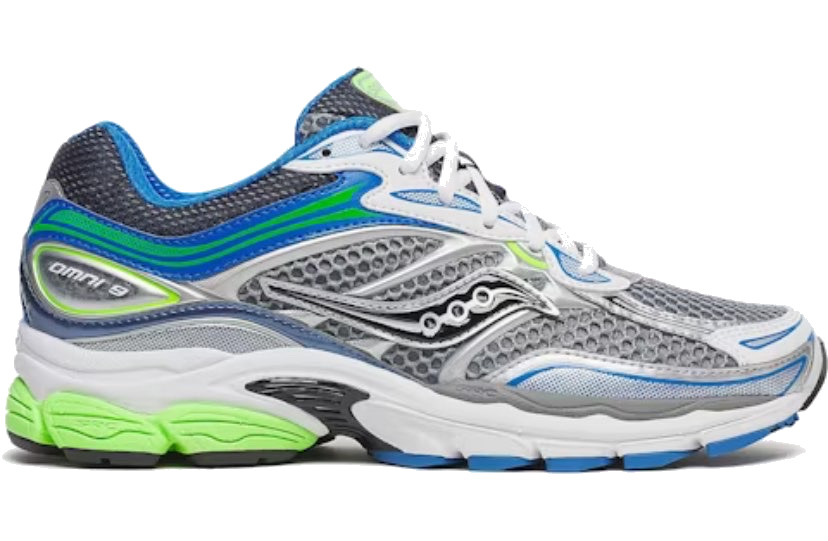 Saucony ProGrid Omni 9 Grey / Slime Blue — sneakers authentiques Paris Île-de-France KingOffShoes